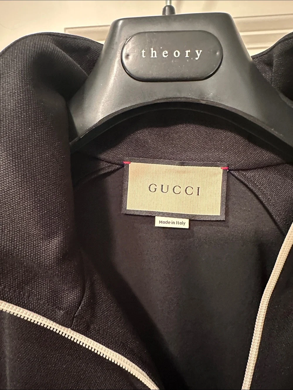 Gucci Black Track Jacket with Green and Red Stripe